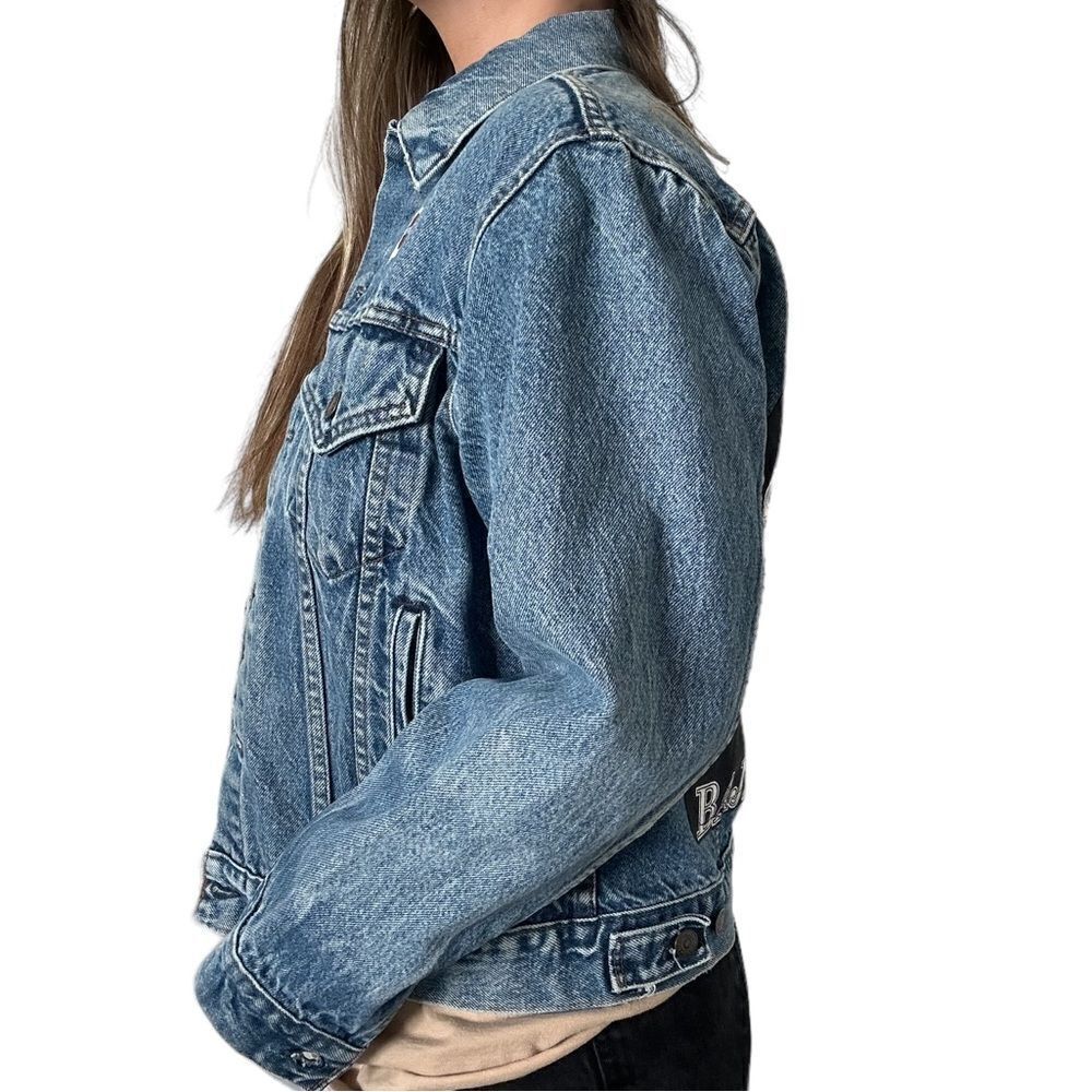 Vintage Levi Harley Davidson Reworked Upcycled Trucker Denim Jean Jacket - Picture 4 of 8